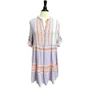New Collection Womens Italian Lavender/Coral Baby Doll Dress One Size NEW